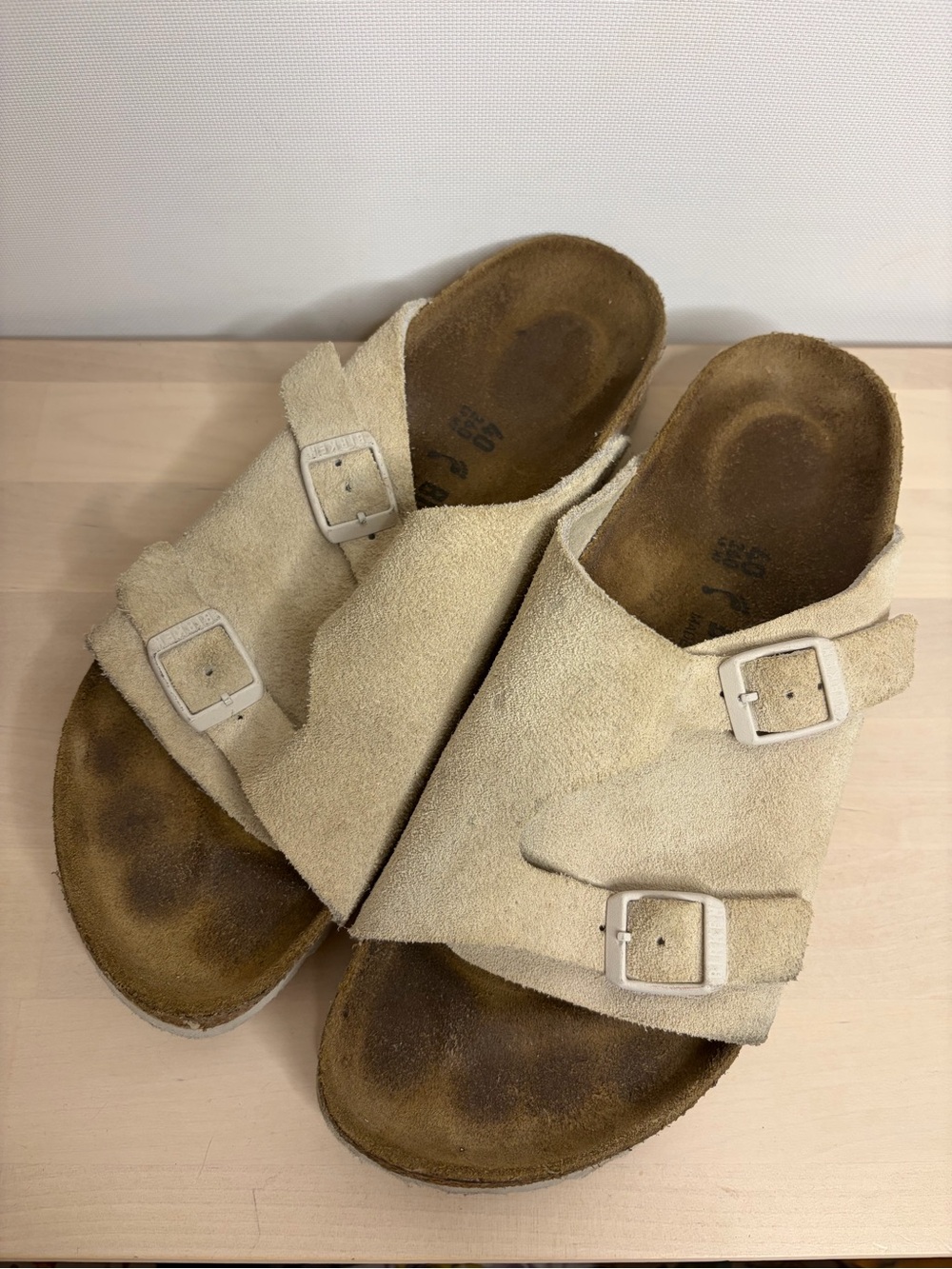 Birkenstock Grey Suede Two-Buckle Sandals
